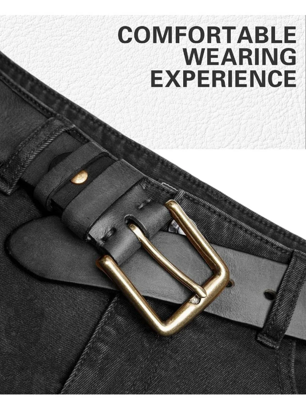 Thick Full Grain Leather Work Belt for Men | Heavy Duty, Durable Buckle, Gift